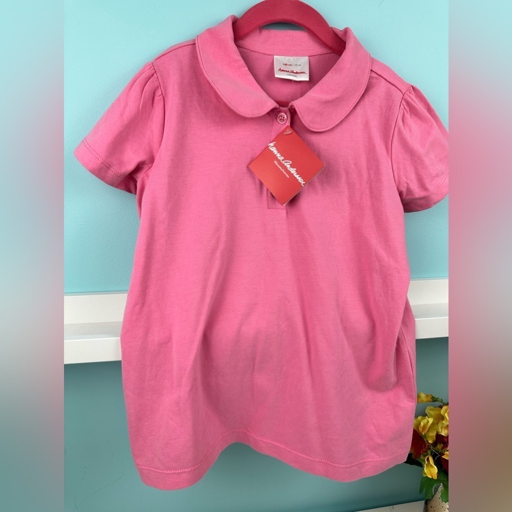 Hanna Peter Pan collar pink soft cotton shirt, size 10Y, NWT